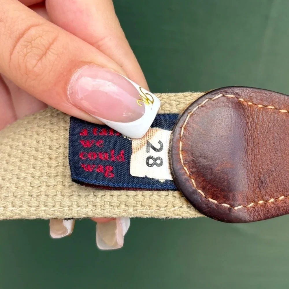 Mens Vintage Western Woven Mayan Textile Leather Belt Brass Buckle Preppy Gorp